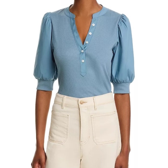 Veronica Beard Tops - NEW! Veronica Beard Coralee Puff Sleeve Top Sea Glass Blue Size XS - $198
